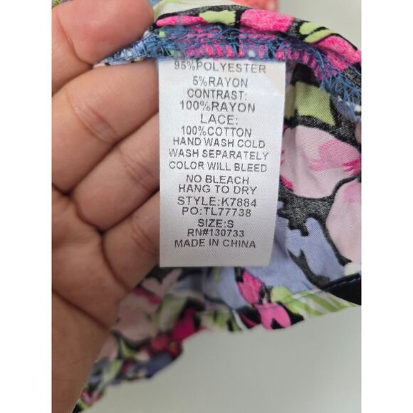 Umgee Boho Floral Paisley Peasant Top Size S Crochet Trim Hippie Festival Summer - Picture 6 of 6